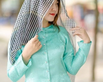 Ao Dai Ba Ba: Vietnamese Cowl Neck Top (No Pants)