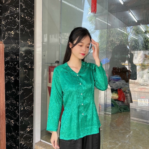 Ao Dai Ba Ba Ao Dai Mien Tay V Neck “No Pants “