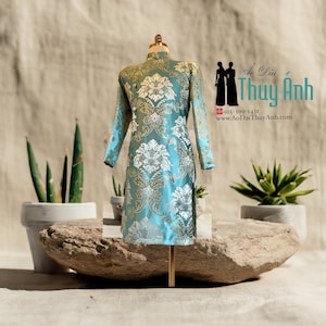 Green Ao Dai for Man, Vietnamese Traditional Long Dress for