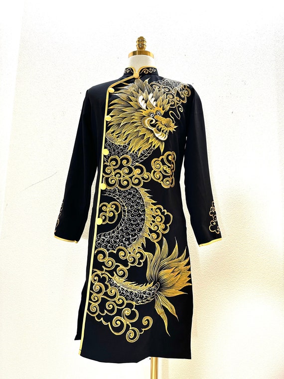 Black Ao Dai for Men, Hand Painted Vietnamese Traditional Long Dress for  Men, Ao Dai Chu Re, Ao Dai Nam. Men AO Dai No Pants G33 -  Canada