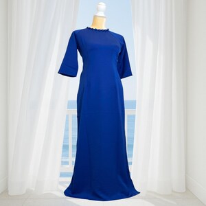 Blue Ao Dai Vietnamese Embroidered Tay Thy Silk with Matching pants #116