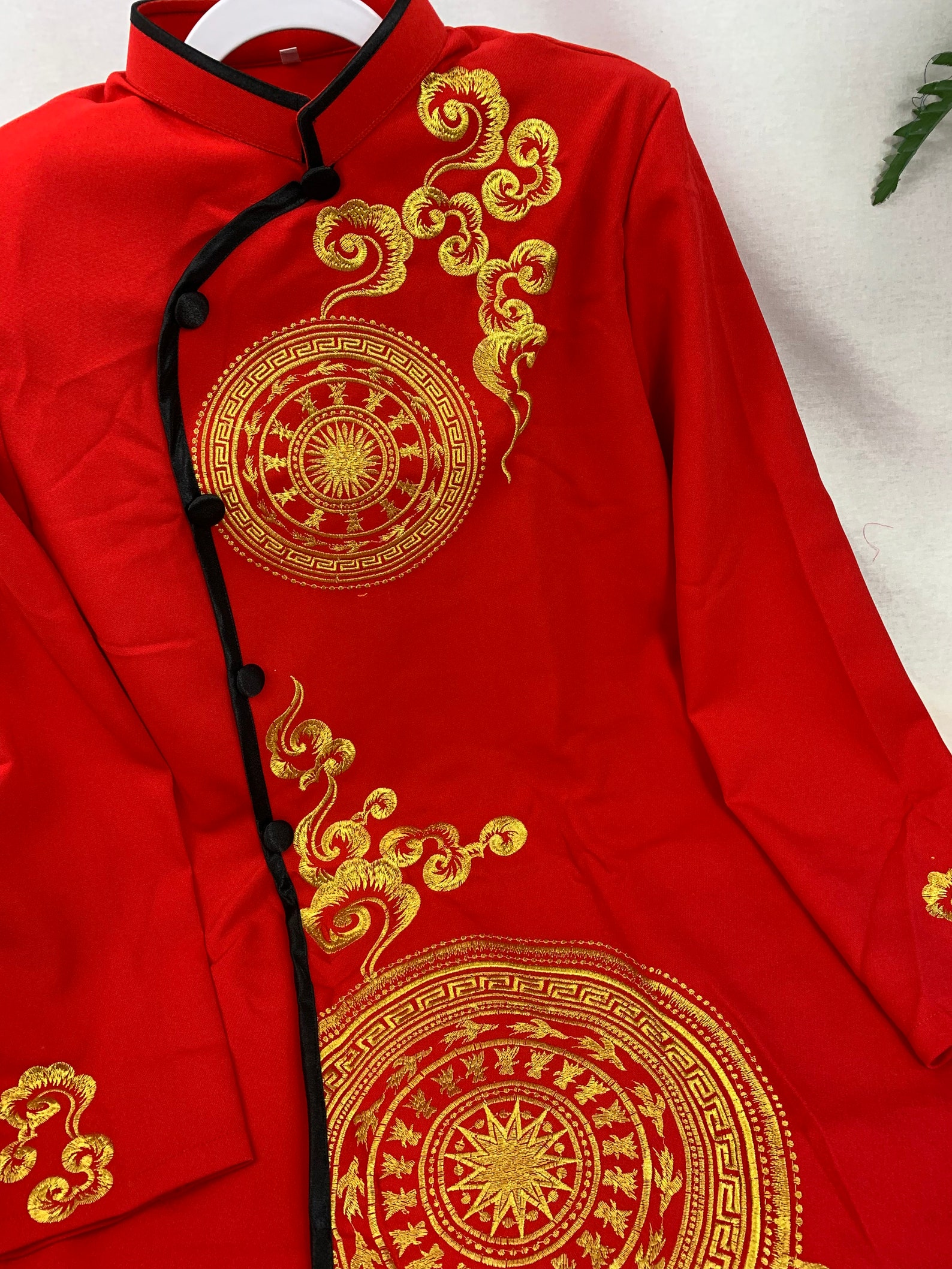 Red Embroidered or Hand Painted Ao Dai for Men Ao Dai Chu Re - Etsy