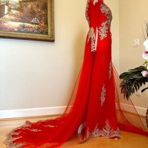 Red Vietnamese Traditional Wedding Dress With Gold Embroidery - Etsy