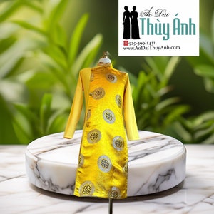 Gold Ao Dai for Men, Vietnamese Traditional Long Dress for Men, Ao Dai Chu Re, Ao Dai Nam. No pants G13