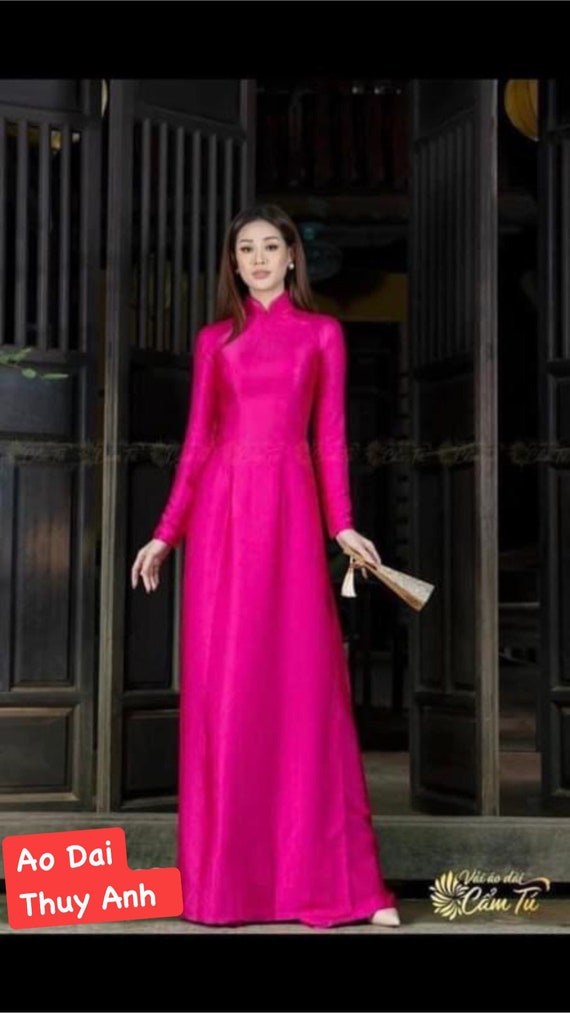 Hot Pink Ao Dai Dress: Vietnamese Gia Long Style with Pants