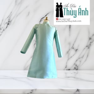 Green Ao Dai for Men, Traditional Vietnamese Tafta Long Dress for Men, Ao Dai Nam. No pants G112