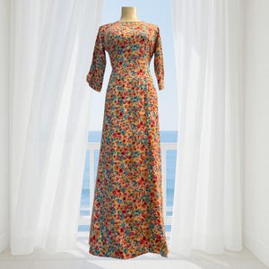 Bruine Ao Dai Vietnamese dubbellaagse Lua My-zijden lange jurk met broek #28