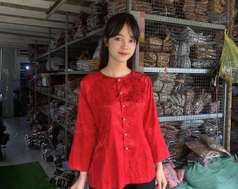 Ao Dai Ba Ba: Vietnamese Cowl Neck Top (No Pants)