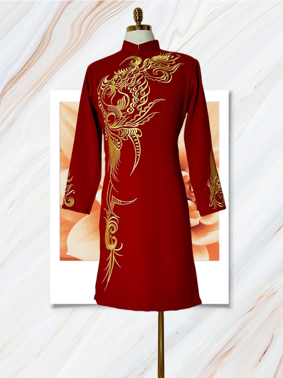 Full Dragon Embroidered Ao Dai Men - Traditional Ao Dai Men main image 0