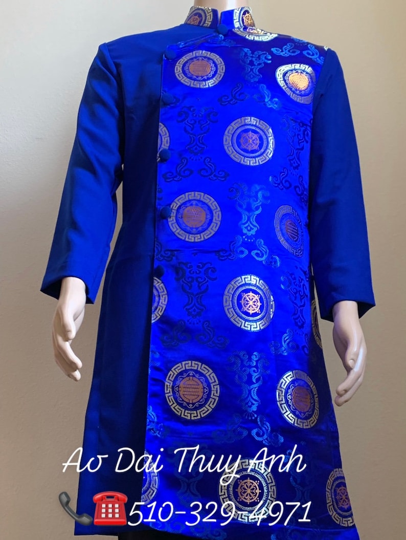 Blue Ao Dai for men Vietnamese traditional long dress for men | Etsy