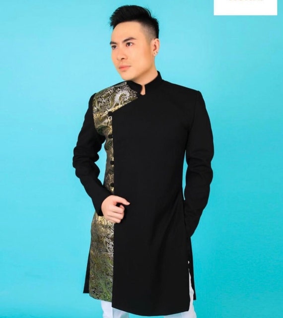Black or Red Ao Dai Nam, Ao Dai Chu Re, Vietnamese Traditional Long Dress  for Men NO Pants A9 -  Canada
