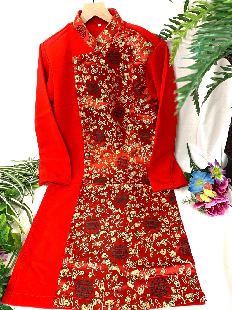 Red Ao Dai for Men Vietnamese Traditional Long Dress for Men | Etsy