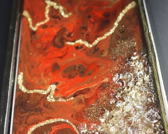 Psychedelic Gold Crystal Sparkle Rolling Tray 18x5 Trippy Art Home Decor Smoke Accessory