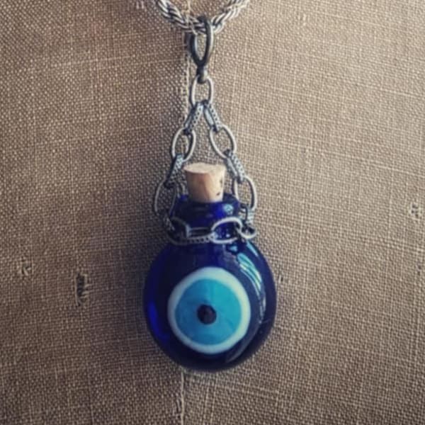 St Michael or Your Choice of Holy Water Evil Eye Holy Water Bottle Pendant. Protection Magic. Evil Eye. Conjure. Witchcraft.  Voodoo.