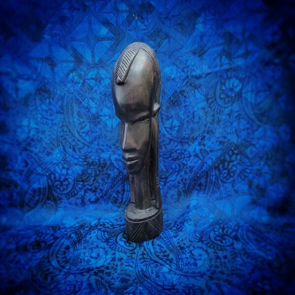 Vintage Hand Carved Ebony Maasai Warrior Bust. Vintage African Carving. African Art. Afrocentrism. Voodoo. Vodou. Hoodoo. Conjure.