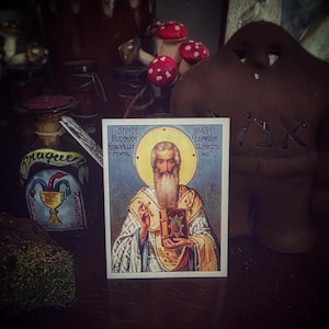 St Cyprian Holy Card. Patron Saint of Sorcerers, Witches, Necromancers. Conjure. Folk Magic. Hoodoo. Voodoo. St Cipriano. Witchcraft.