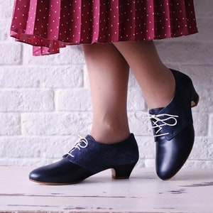 Vintage veterschoenen Dames leren schoenen Suède oxford | Etsy Nederland