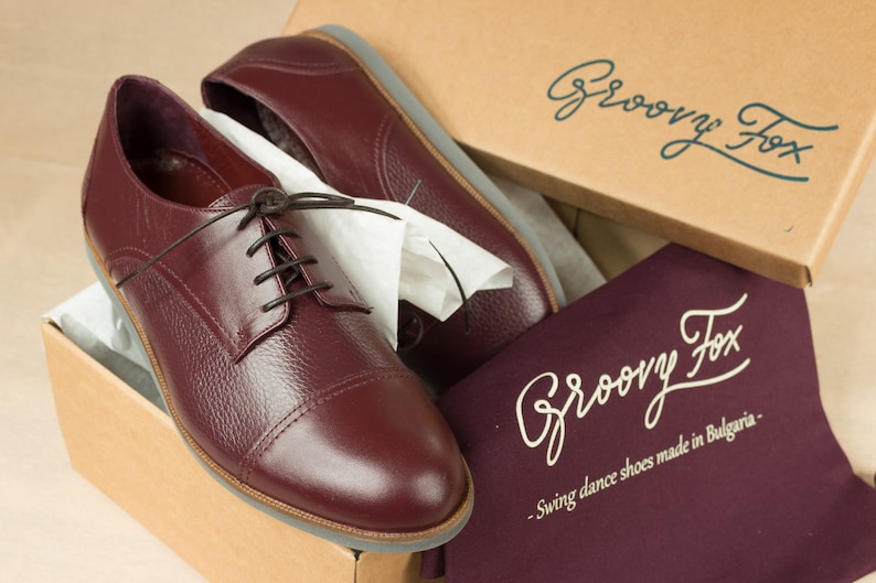 Chaussures pour hommes de style derby élégant rouge bordeaux, chaussures en cuir naturel, style oxford vintage Burgundy