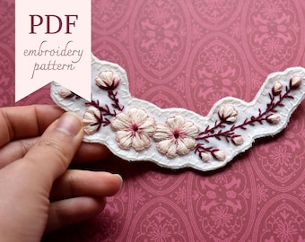 Cherry Blossom Swag or Wreath - PDF Embroidery Pattern Digital Download