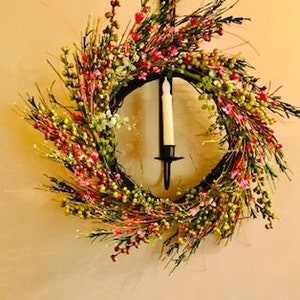 Door Wreath and Candle Holder, Lighted Door Decoration, Gift image 2