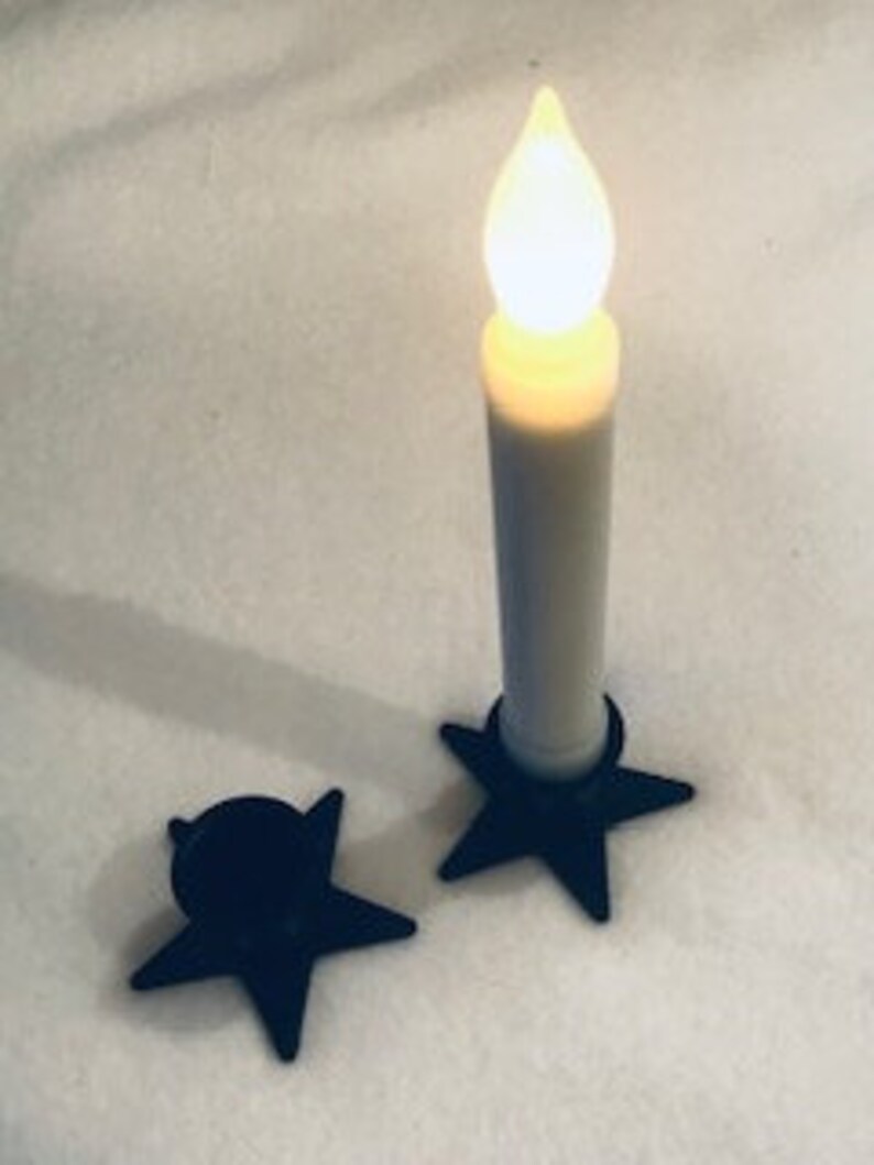 2 Window Taper Candle Holders , Rectangle or Star Taper Candle Holder, Black Iron Holder SOLD IN PAIRS image 3
