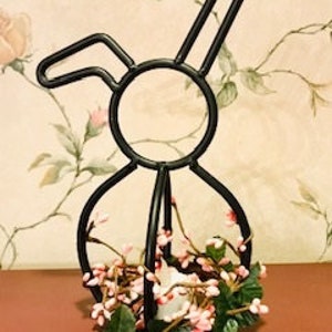 Small Black Iron Bunny Candle Holder, Spring Table Top Decor, Easter Table Top Decoration image 2