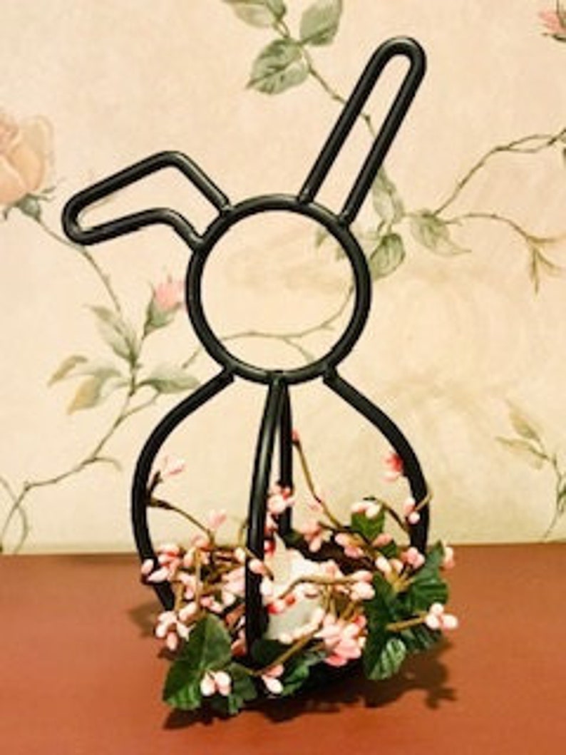 Small Black Iron Bunny Candle Holder, Spring Table Top Decor, Easter Table Top Decoration image 2