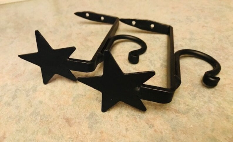 Amish Black Iron Shelf Curtain Brackets. Set of 2, Single or Double Rod, Hang your Curtains and Create a Shelf, Hand Made not Mass Produced image 2