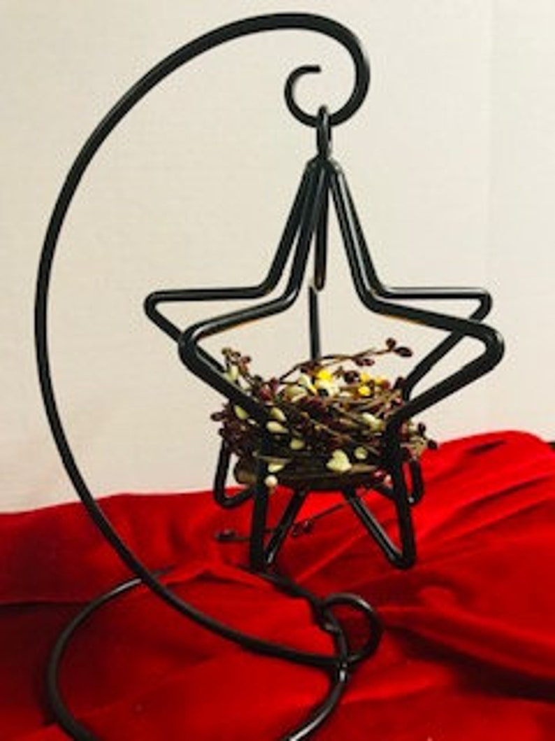 3 D Star Candle Holder , Country Table Decor, Farm Table Black Iron Star with Stand, Iron Candle Holder, Christmas, Patriotic image 5