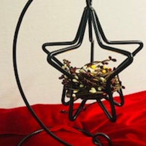 3 D Star Candle Holder , Country Table Decor, Farm Table Black Iron Star with Stand, Iron Candle Holder, Christmas, Patriotic image 1