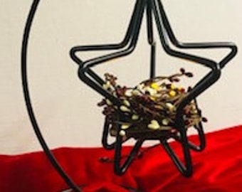 3 D Star Candle Holder , Country Table Decor, Farm Table Black Iron Star with Stand, Iron Candle Holder, Christmas, Patriotic