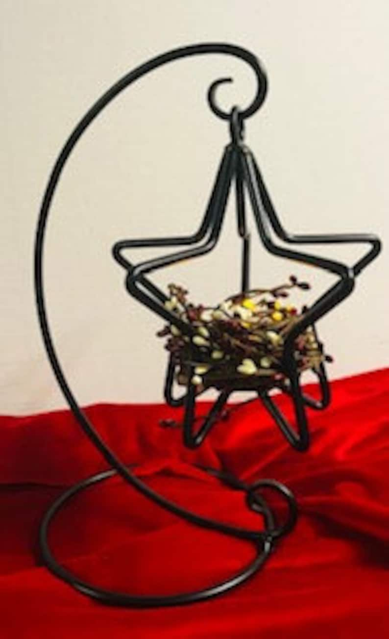 3 D Star Candle Holder , Country Table Decor, Farm Table Black Iron Star with Stand, Iron Candle Holder, Christmas, Patriotic image 1