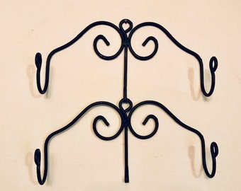 Amish Hand-Forged Black Iron Rolling Pin Holder, Farmhouse Kitchen Decor, Mother's Day Delight