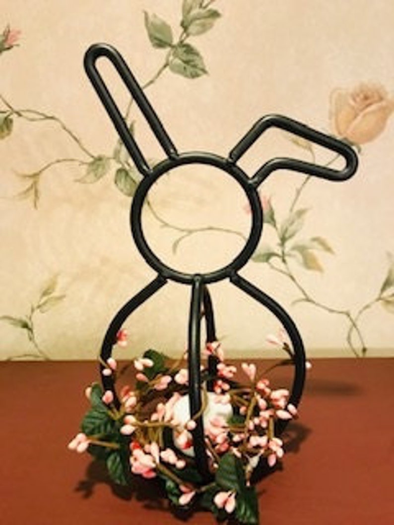 Small Black Iron Bunny Candle Holder, Spring Table Top Decor, Easter Table Top Decoration image 3