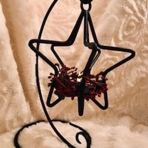 3 D Star Candle Holder , Country Table Decor, Farm Table Black Iron Star with Stand, Iron Candle Holder, Christmas, Patriotic image 4