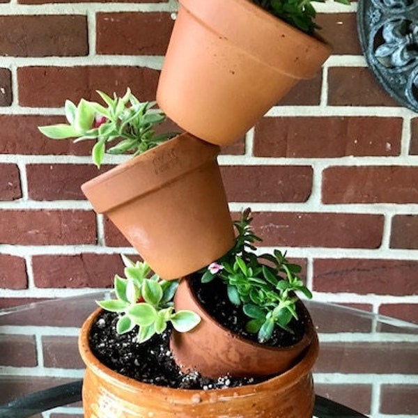 Tipsy Pot Pole for Table or Deck,  Succulent Display, Gourds Display,  Gift for Gardener, Set of 2, in stock