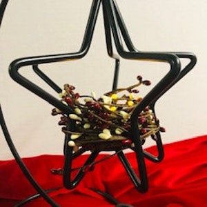 3 D Star Candle Holder , Country Table Decor, Farm Table Black Iron Star with Stand, Iron Candle Holder, Christmas, Patriotic image 7