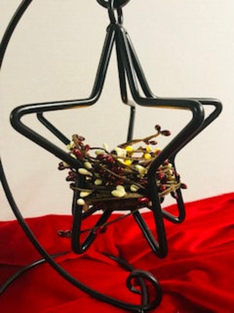 3 D Star Candle Holder , Country Table Decor, Farm Table Black Iron Star with Stand, Iron Candle Holder, Christmas, Patriotic image 7