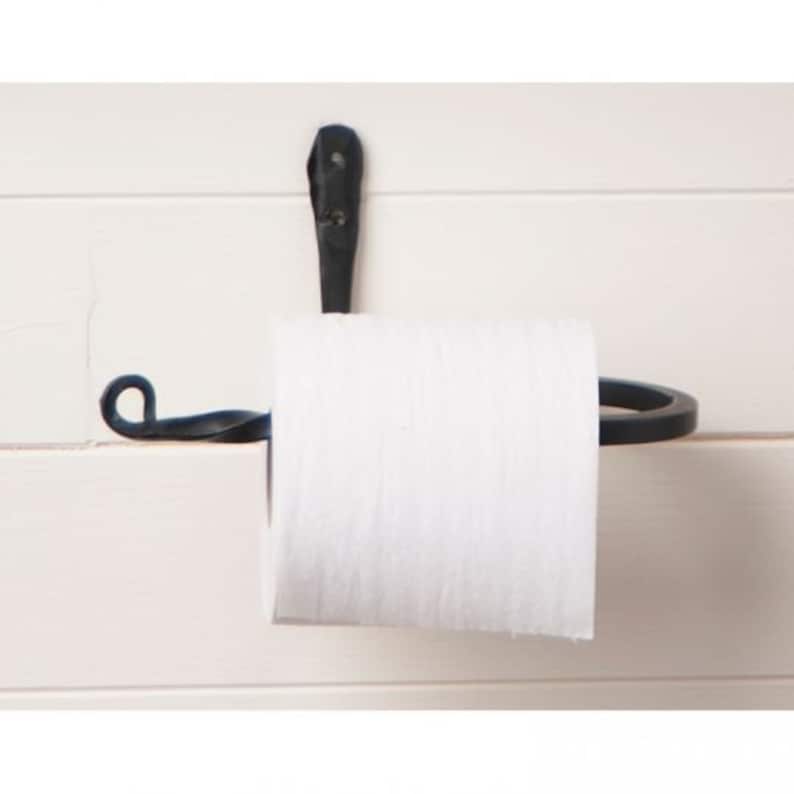 Black Iron Twisted Toilet Paper Holder, Farm House Toilet Paper Holder, Strong Heavy Duty Toilet Paper Holder image 2
