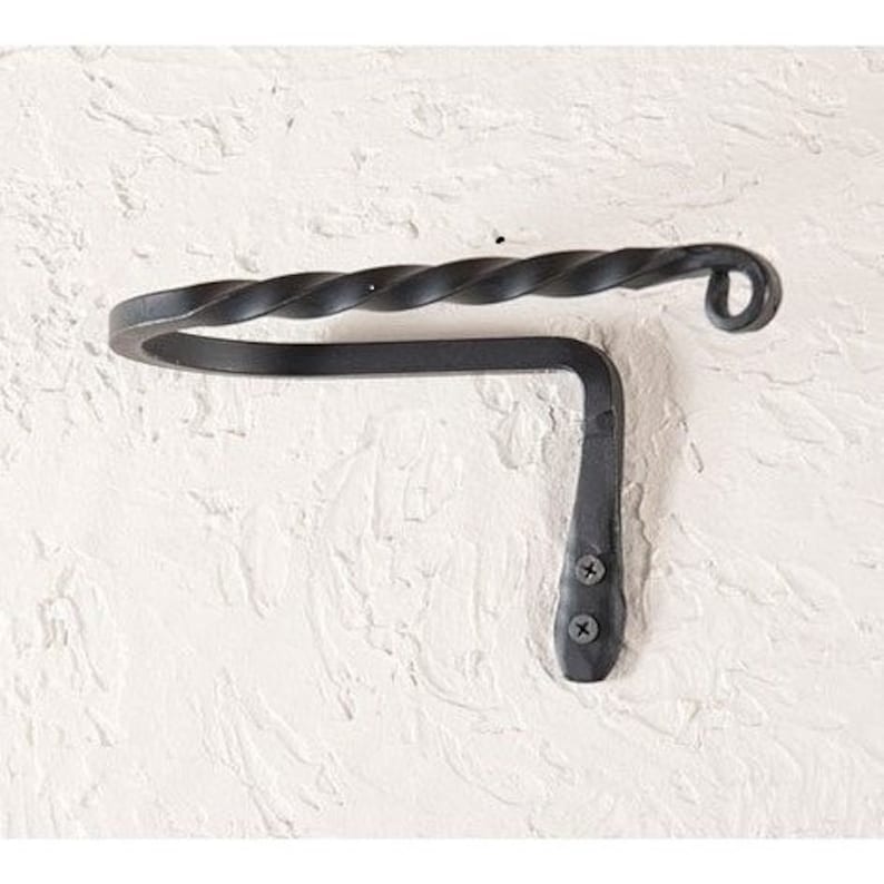 Black Iron Twisted Toilet Paper Holder, Farm House Toilet Paper Holder, Strong Heavy Duty Toilet Paper Holder image 1