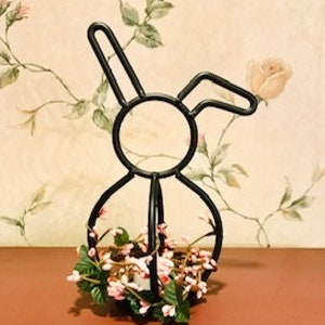 Small Black Iron Bunny Candle Holder, Spring Table Top Decor, Easter Table Top Decoration image 1