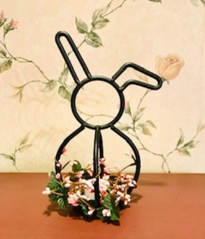 Small Black Iron Bunny Candle Holder, Spring Table Top Decor, Easter Table Top Decoration image 1