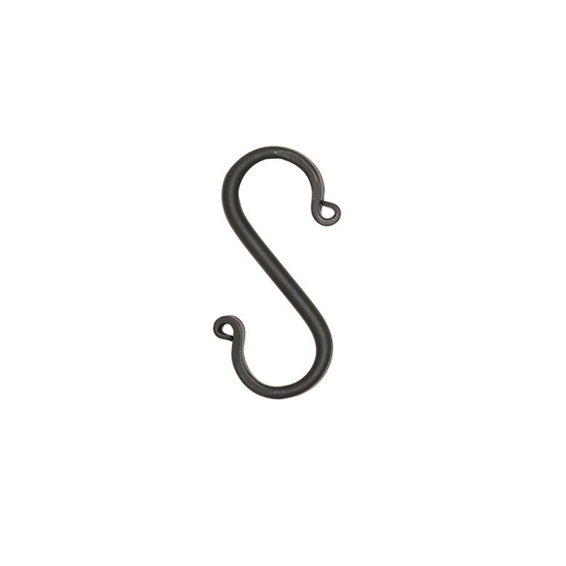 S Hooks , Set of 4 Black Wrought Iron S Hooks in 4 Sizes image 2