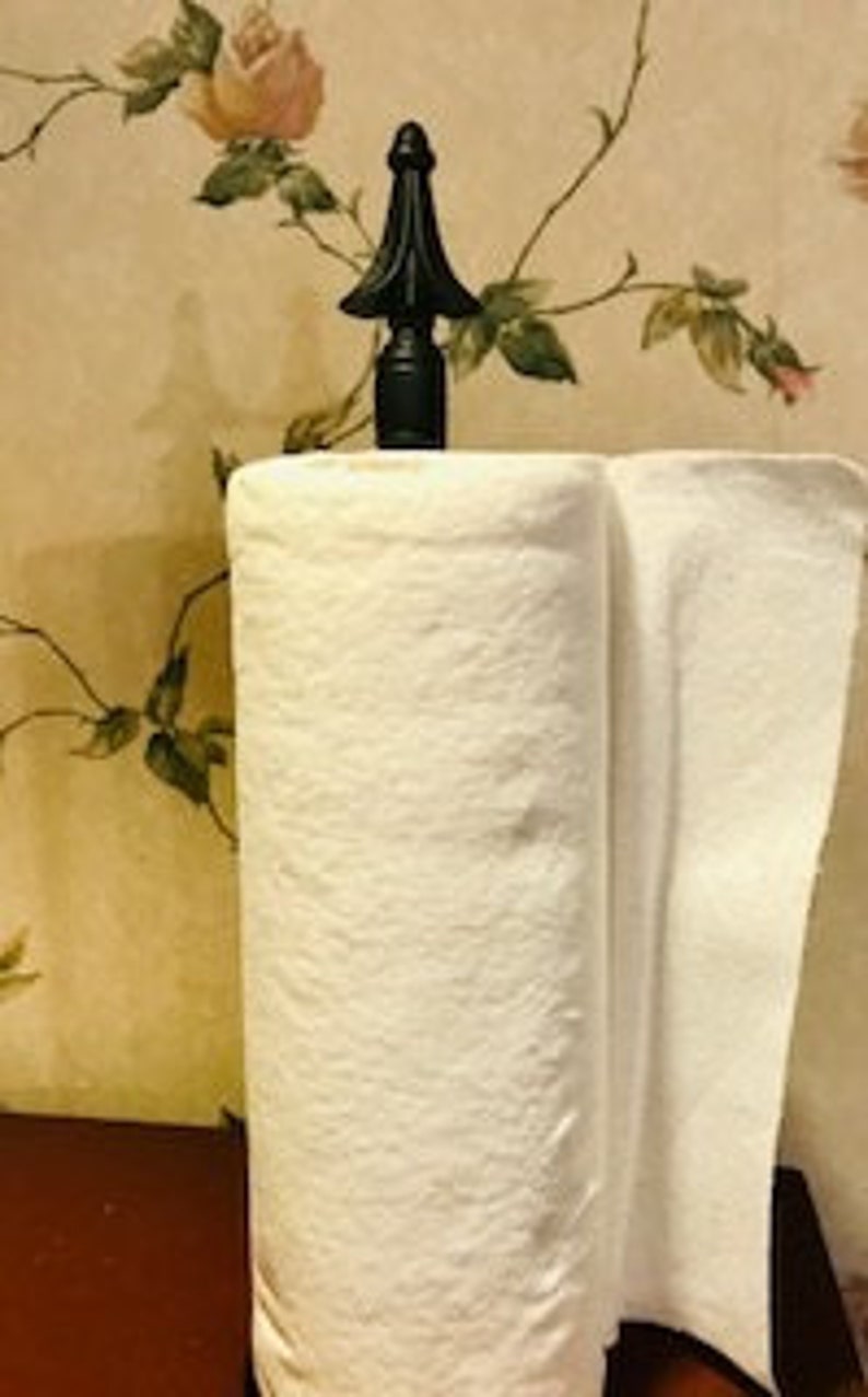 Black Iron Paper Towel Holder With Finial Etsy