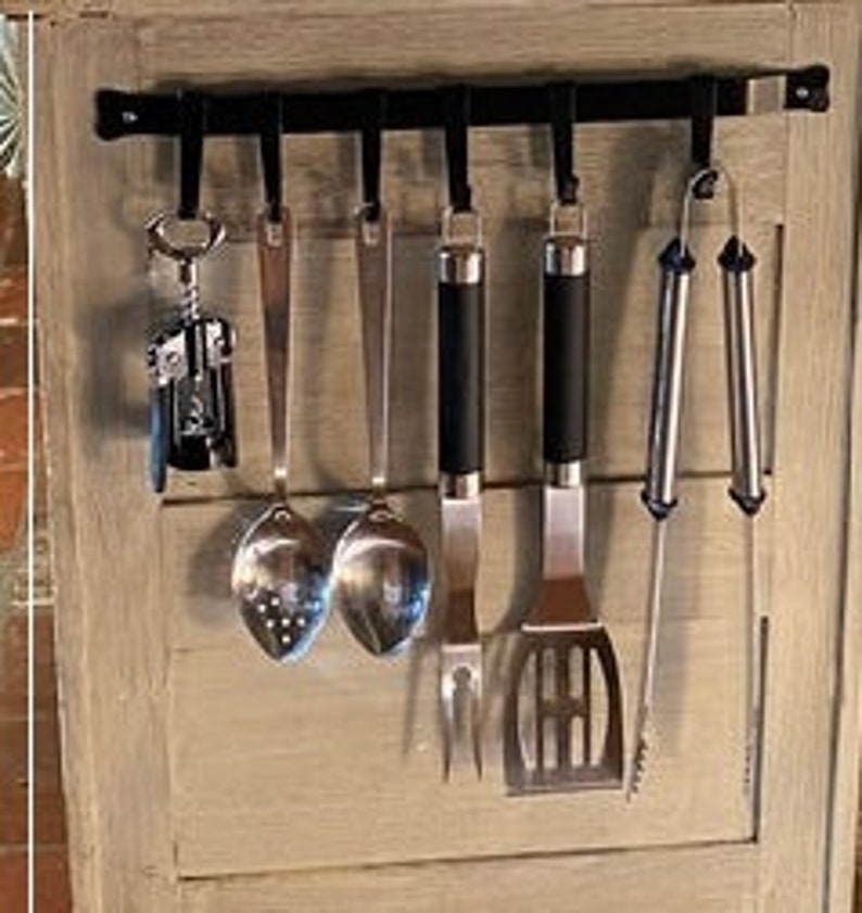 Amish Black Iron Utensil Bar With Hooks Necklace Storage Etsy