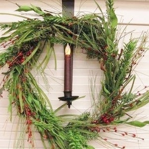 Door Wreath and Candle Holder, Lighted Door Decoration, Gift image 3