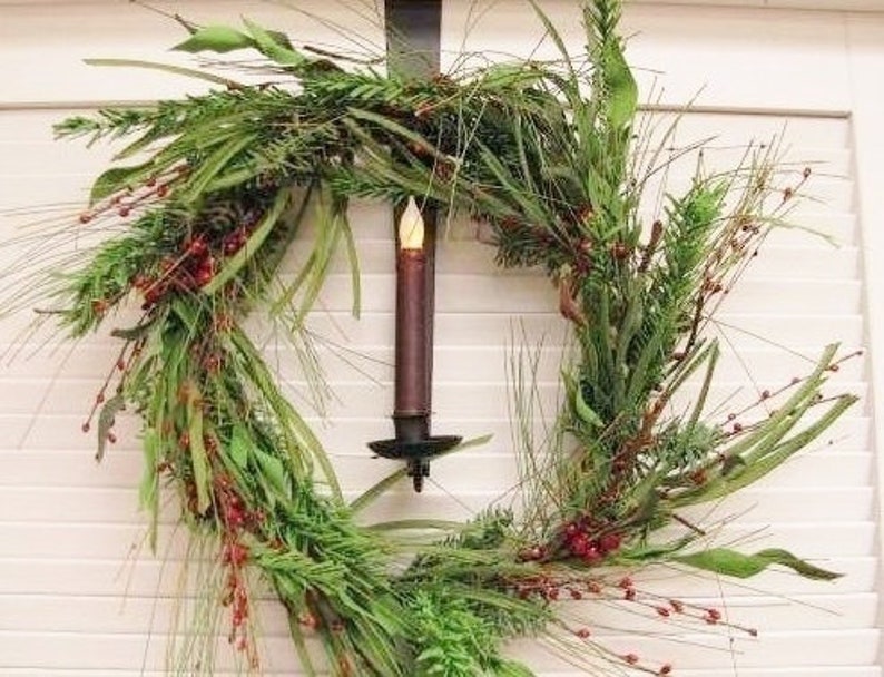 Door Wreath and Candle Holder, Lighted Door Decoration, Gift image 3