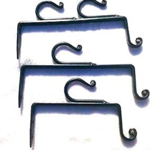 Amish Black Iron Shelf Curtain Brackets: Handmade Set of 2