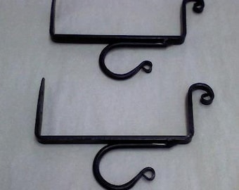 Black Iron Shelf Curtain Brackets. Set of 2, Single or Double Rod, Hang your Curtains and Create a Shelf, in Stock for daily shipping