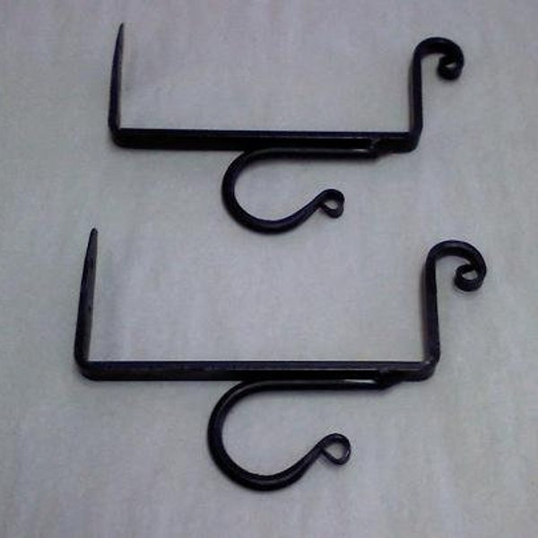 Amish Black Iron Shelf Curtain Brackets. Set of 2, Single or Double Rod, Hang your Curtains and Create a Shelf, Hand Made not Mass Produced